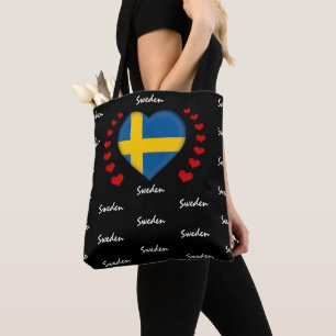Tote Bag Suède Drapeau & Coeur, Suède Mode / Sport
