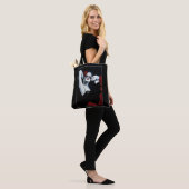 Tote Bag Sugar SKull Roses rouges Noir (Sur le modèle)