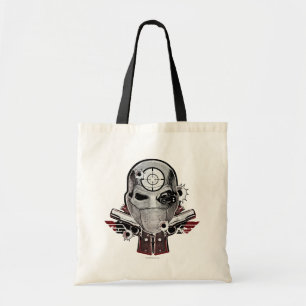 Tote Bag Suicide Squad   Deadshot Mask & Guns Tattoo Art