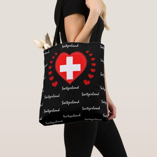 Tote Bag Suisse Drapeau & Coeur Drapeau Suisse Mode/Sport (De près)