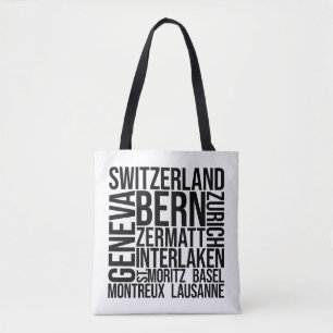 Tote Bag Suisse Villes Word Art - Berne Voyage