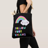 Tote Bag Suivez vos rêves Cute Rainbow Cloud (De près)