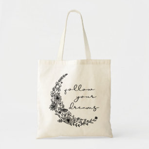 Tote Bag Suivez vos rêves Floral Moon