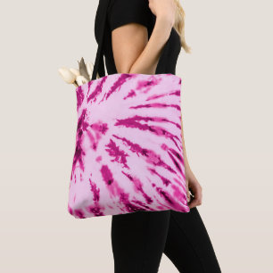 Tote Bag Summer Artsy Girly Neon Blush Pink Tie Dye Motif