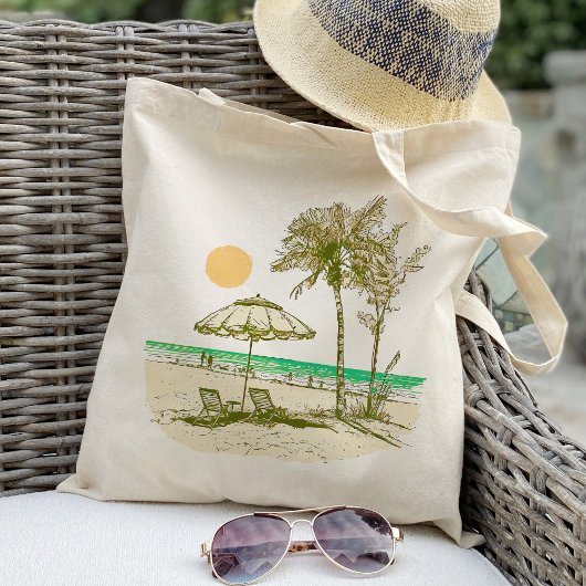 Tote Bag Summer Beach Sun Palm Tree Umrella