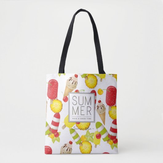 Tote Bag Summer Fruits and Ice-Cream Fun (Devant)