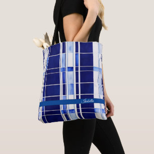Tote Bag Summer Navy Blue Boat Collection de rayures modern