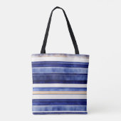 Tote Bag Summer Navy Blue Modern Boot Stripes Collection (Dos)