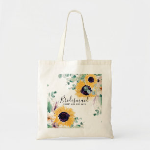 Tote Bag Summer Sunflowers Eucalyptus Greenery Wedding