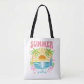 Tote Bag "Summer Vibes" Cheerful Boho Beach Palm Trees (Devant)