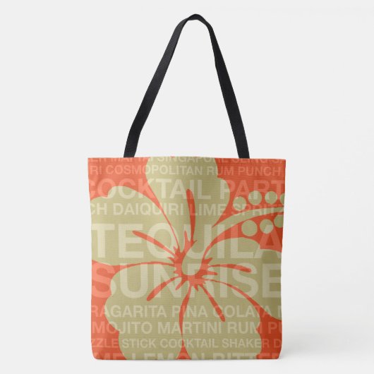 Tote Bag Summer Words Cocktails et Hibiscus Beach Bag (Devant)