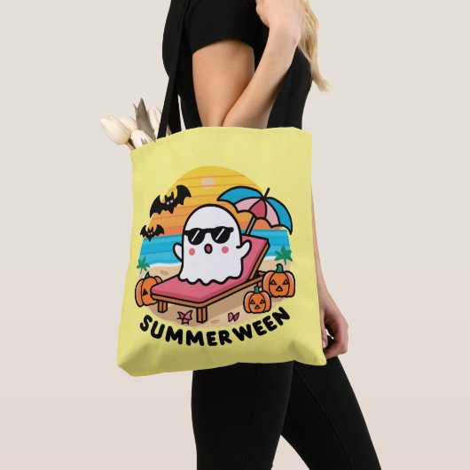 Tote Bag Summerween - fantôme sur le lit (De près)