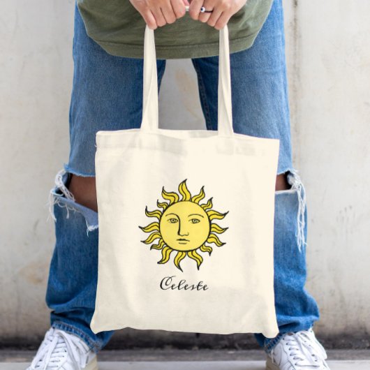 Tote Bag Sun Retro Magic Vintage Personnalisé Celestial