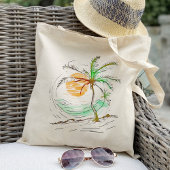 Tote Bag Sun Sea Palm Tree Beach