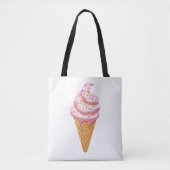 Tote Bag sundae fraise en cône gaufre avec garniture (Devant)
