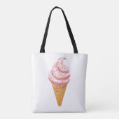 Tote Bag sundae fraise en cône gaufre avec garniture (Dos)