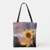 TOTE BAG SUNFLOWER AND SUMMER SUNSET WITH PINK CLOUDS (Dos)
