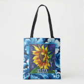 Tote Bag Sunflower at Night Flower Floral Personalized (Devant)
