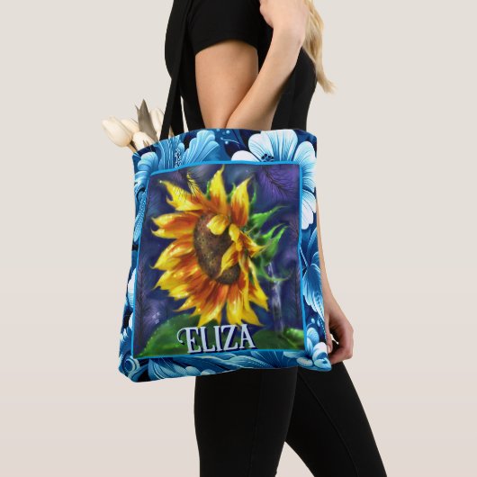 Tote Bag Sunflower at Night Flower Floral Personalized (De près)