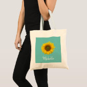 Tote Bag Sunflower Country Floral tendance Turquoise (Devant (produit))