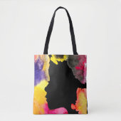Tote Bag Sunflower lady silhouette watercolor art (Devant)