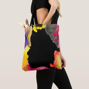 Tote Bag Sunflower lady silhouette watercolor art
