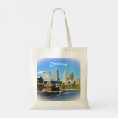 Tote Bag Sunny Cleveland River Skyline (Dos)