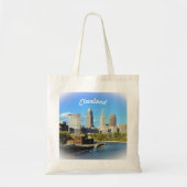 Tote Bag Sunny Cleveland River Skyline (Devant)