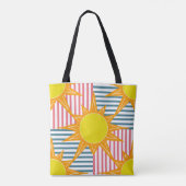 Tote Bag Sunny orange soleils blanc turquoise rose rayures (Dos)
