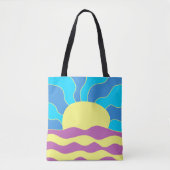 Tote Bag Sunrise et Waves Art Abstrait (Devant)