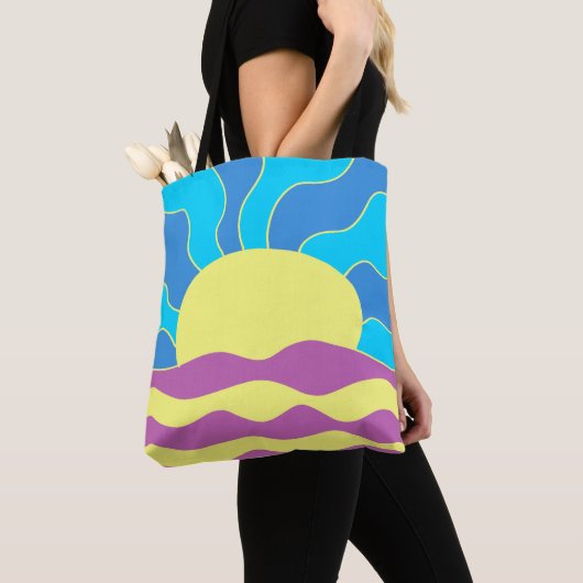 Tote Bag Sunrise et Waves Art Abstrait (De près)