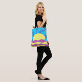 Tote Bag Sunrise et Waves Art Abstrait (Sur le modèle)