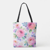Tote Bag Sunrise Floral Boho Custom Name Design             (Dos)