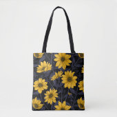 Tote Bag Sunroot, tournesol sauvage en jaune et bleu (Devant)