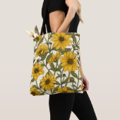 Tote Bag Sunroot, tournesol sauvage sur blanc (De près)