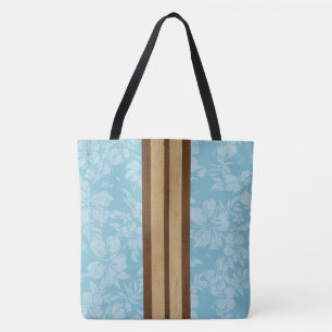 Tote Bag Sunset Beach Faux Wood Stripe Hawaiian Beach Bag