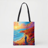 Tote Bag Sunset Beach Solitude Design de sérénité (Devant)