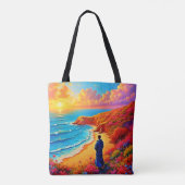 Tote Bag Sunset Beach Solitude Design de sérénité (Dos)