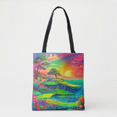 Tote Bag Sunset Cliff Paradise Art (Devant)