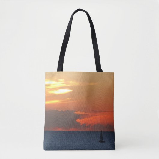 Tote Bag Sunset Clouds and Sailboat Seascape (Devant)