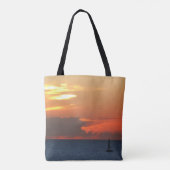 Tote Bag Sunset Clouds and Sailboat Seascape (Dos)