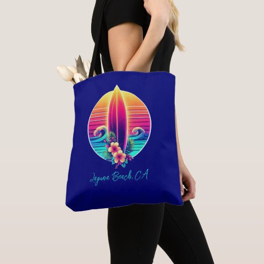 Tote Bag Sunset Surfboard Paradise - (De près)