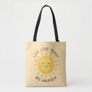 Tote Bag Sunshine Live Love Enseigner Enseignant Personnali