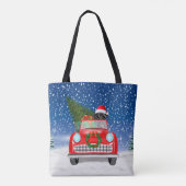 Tote Bag Super Dane Chien Conduite Voiture En Neige Noël (Dos)
