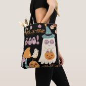 Tote Bag Super Halloween Boo Cute Trace ou Treat Custom (De près)