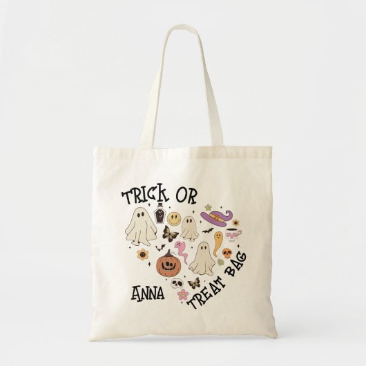 Tote Bag Super Halloween Boo Trick ou Treat Bag Ghost Fun (Devant)