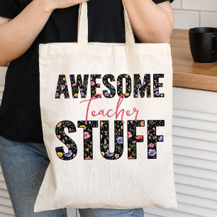 Tote Bag Super Matériel Enseignant Lettrage Fleur Sauvage G