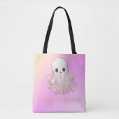 Tote Bag Super mignon Fantôme rose Joyeux Halloween (Devant)