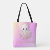 Tote Bag Super mignon Fantôme rose Joyeux Halloween (Dos)