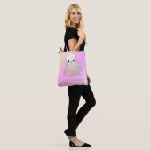 Tote Bag Super mignon Fantôme rose Joyeux Halloween (Sur le modèle)